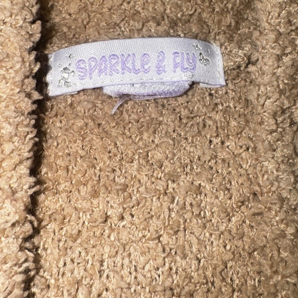 Sparkle & Fly Tan Fleece Cardigan - Picture 2 of 3